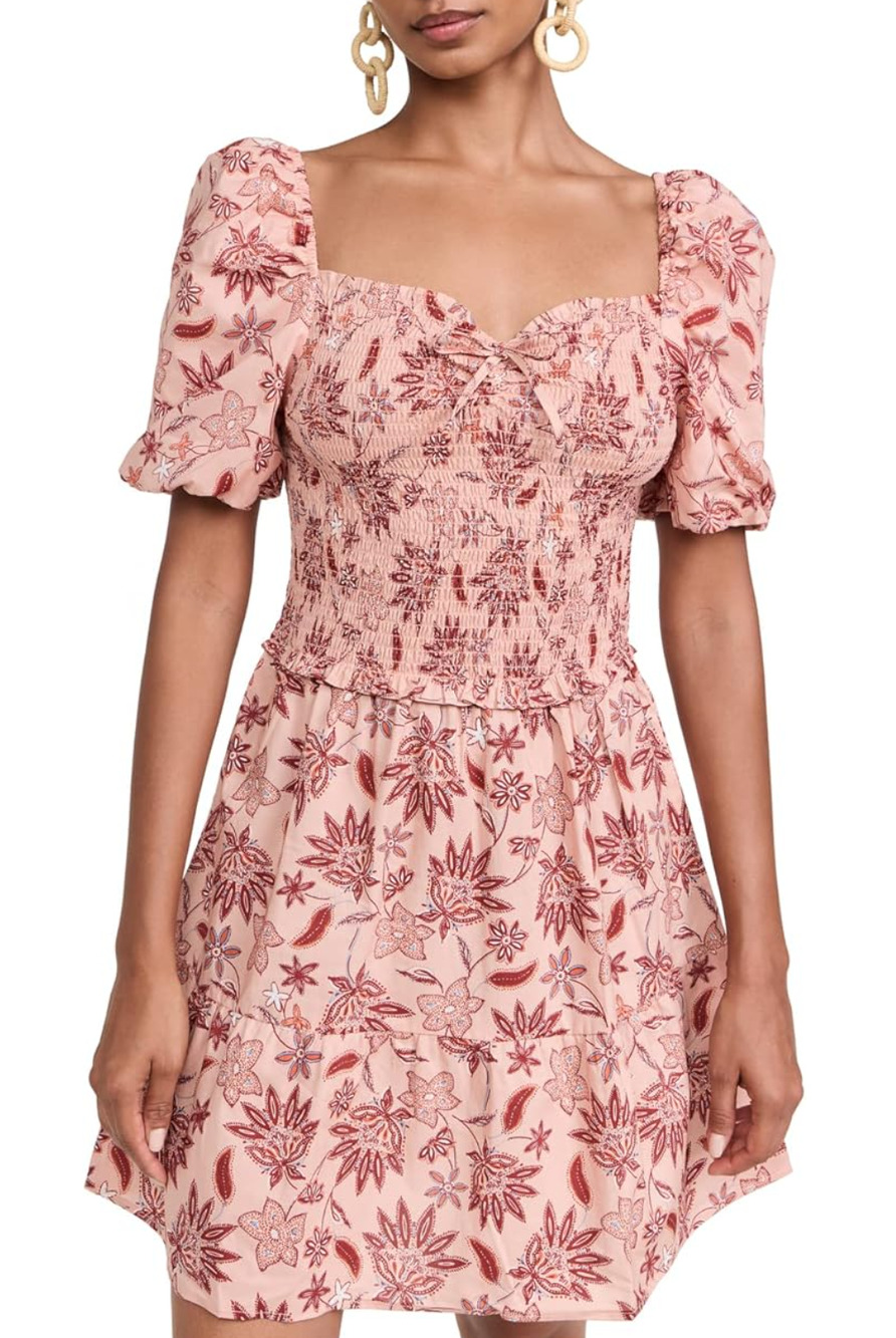 New BB Dakota Steve Madden pink floral dress Size Med Milkmaid Boho Cottagecore